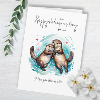I Love You Like No Otter Pun Valentine's Day Card