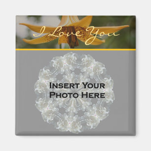 I Love You Lily Flower Personalised Photo Magnet