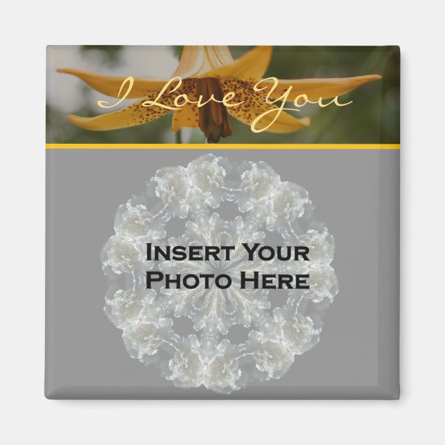 I Love You Lily Flower Personalised Photo  Magnet (Front)