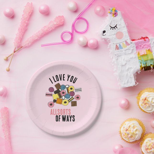 I Love You Liquorice Allsorts Valentine's Day Cand Paper Plate (Party)