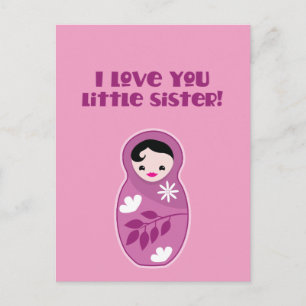 I love you little sister! babushka doll postcard