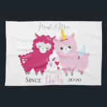 I Love You Llots Llama Customised Gift Him Her   Tea Towel<br><div class="desc">Featuring cute couple llama with words "I Love You Llots" that can be personalised with the couple's names. Perfect for Valentine's day,  anniversary,  wedding or any other occasions.</div>