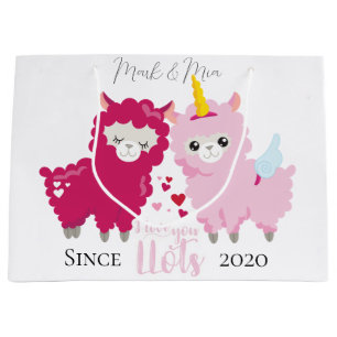 I Love You Llots Llama Customized Gift Him Her    Large Gift Bag