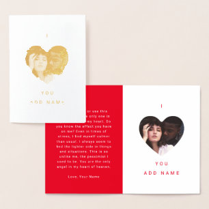 I Love You Luxury Photo Text Valentines Foil Card