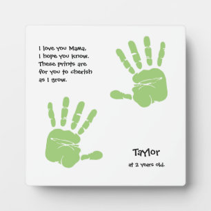 I love you Mama Custom Name Age Kid Handprint Plaque