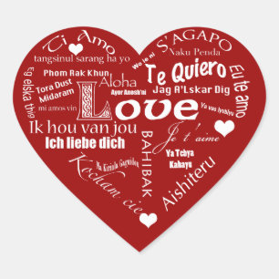 I Love You-Many Languages+Hearts Heart Sticker