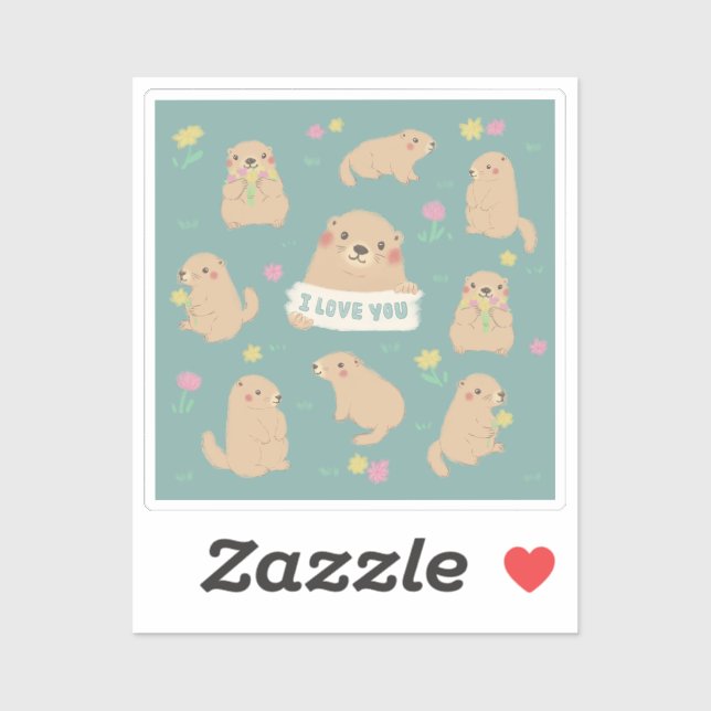 I Love You, Marmots Illustration (Sheet)