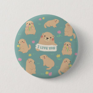 I Love You, Marmots Illustration 6 Cm Round Badge