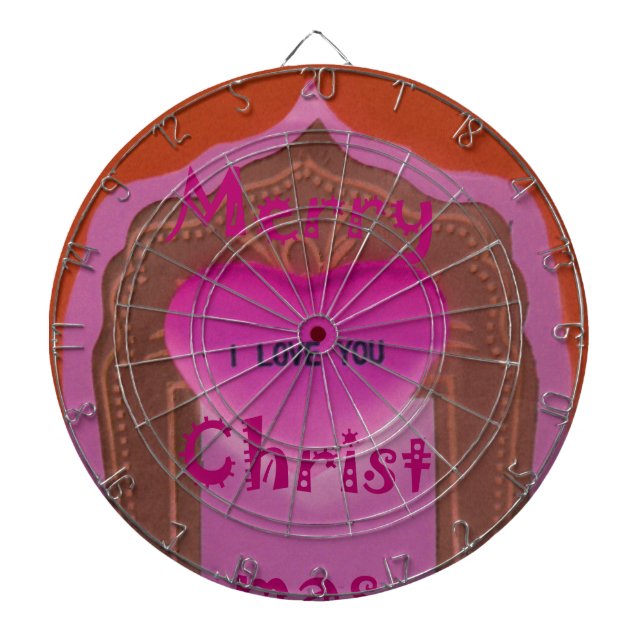 I love You Merry Christmas Heart Dartboard (Front)
