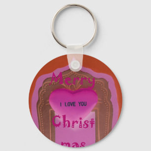 I love You Merry Christmas Heart Key Ring