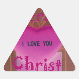 I love You Merry Christmas Heart Triangle Sticker