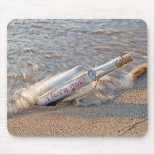 I Love You message in a bottle Mouse Pad