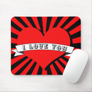 I LOVE YOU Mit Herz & Band strahlen Mouse Pad