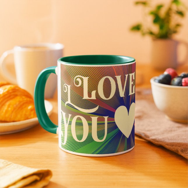 I Love You Modern Heart Elegant Bold Cool Colourfu Mug (Creator Uploaded)