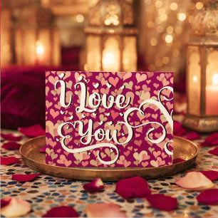 I Love You Modern Heart Elegant Colourful Cheerful Postcard