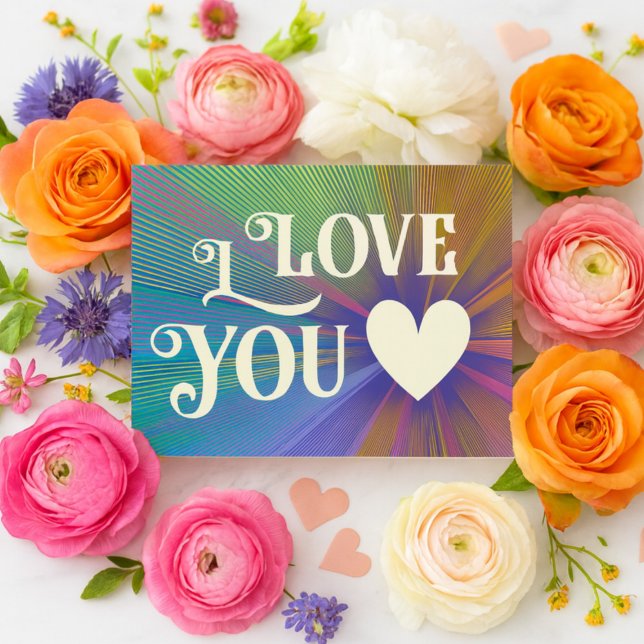 I Love You Modern Heart Elegant Colourful Gay Prid Card (Creator Uploaded)