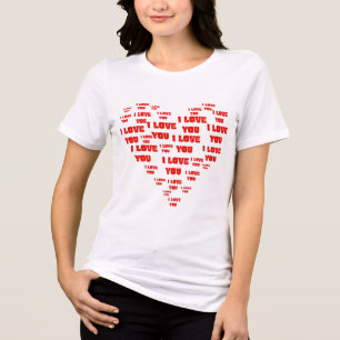 I Love You Modern Red Typography Love Heart Tri-Blend Shirt