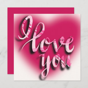 I Love You Modern Valentines Pink Heart  Holiday Card