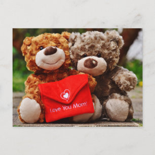 I LOVE YOU MOM - Cute & Cuddly Teddy Bears Postcard