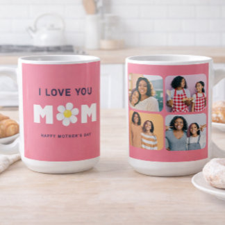I Love You, Mom Daisy Heart Mother’s Day Photo Coffee Mug