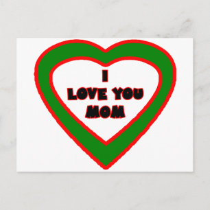 I Love You MOM Dark Green  Heart The MUSEUM Zazzle Postcard