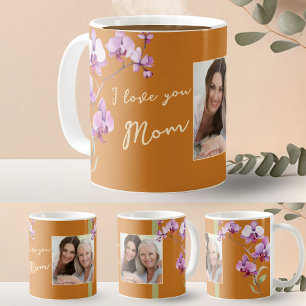 I Love You Mom Floral Mother's Day Photo Coffee Mug