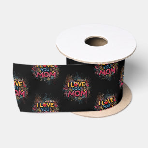 I Love You Mom / Graffiti Style Gift Ribbon Satin Ribbon