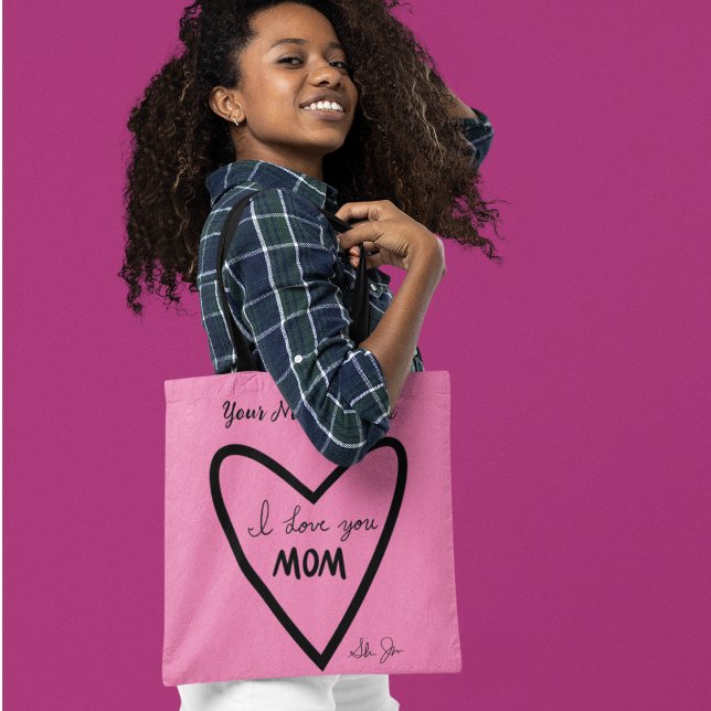 I Love you MOM Personal Message Pink Tote (Creator Uploaded)