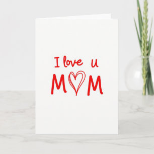 I Love You Mom Simple Red Heart Card