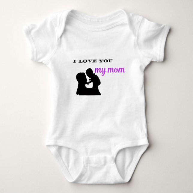 I Love You Mom – Sweet Baby  Gift Baby Bodysuit (Front)