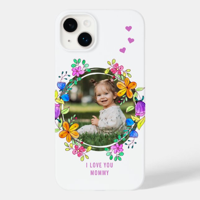 I LOVE YOU MOMMY Photo Colourful Floral Modern Case-Mate iPhone Case (Back)