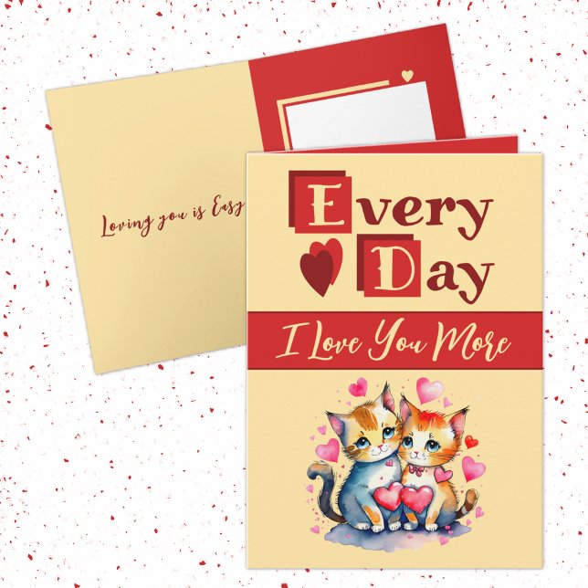 I love you more cats red yellow Valentine Card (Creator Uploaded)