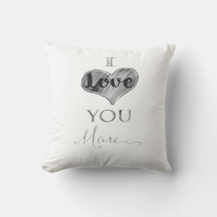 I Love You More Chalkboard Heart Typography Cushion