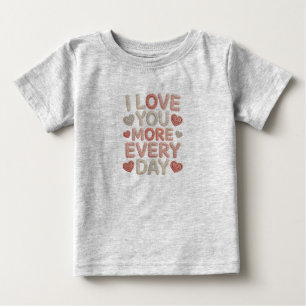 "I Love You More Every Day" Knitted Text & Crochet Baby T-Shirt