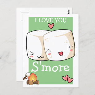 I Love You More Kawaii Marshmallow Postcard