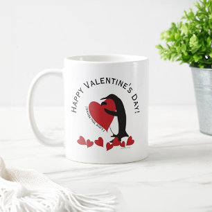 I Love You More! Penguin Red Heart Valentine Coffee Mug