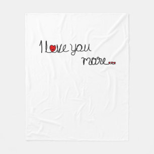 I Love You More Red Hearts Typography Design  Fleece Blanket