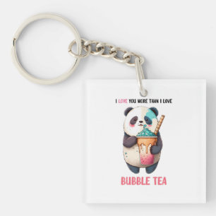 I love you more than bubble tea adorable panda key ring