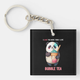I love you more than bubble tea boba kawaii panda key ring