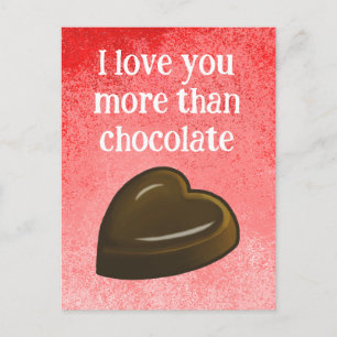 I love you more than chocolate holiday postcard