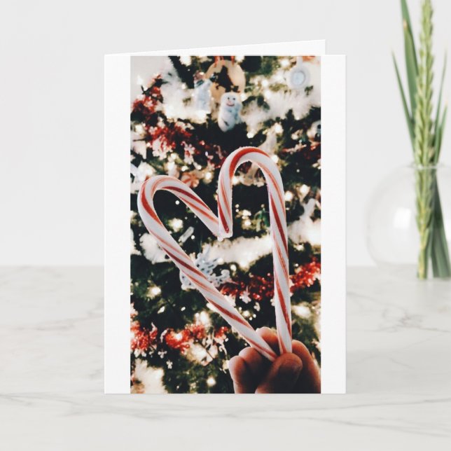 I "LOVE YOU" MORE THAN HEART SHAPED CANDY CANES HOLIDAY CARD (Front)
