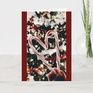 I "LOVE YOU" MORE THAN HEART SHAPED CANDY CANES HOLIDAY CARD