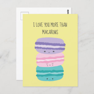 I Love you more than Macarons Kawaii Pastel Cute Postcard
