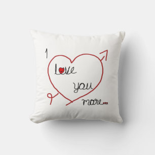 I Love You More With Big Heart Romantic Style Cushion