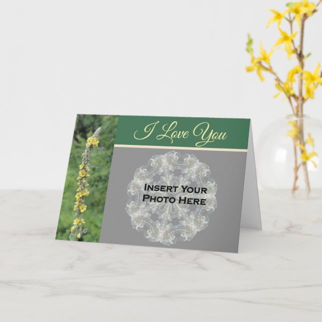 I Love You Mullein Flower Personalised Photo  Card (Yellow Flower)