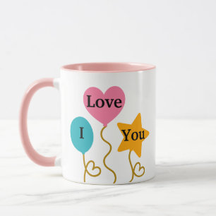 I Love You Mum, Balloons Add Name Personalised Mug