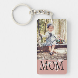 I Love You Mum Bright Rose Gold Custom Photo Key Ring