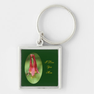 I Love You Mum Columbine Flower Keychain