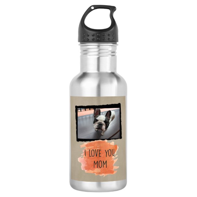 I Love You, Mum Custom Dog Photo Water Bottle (B) (Front)