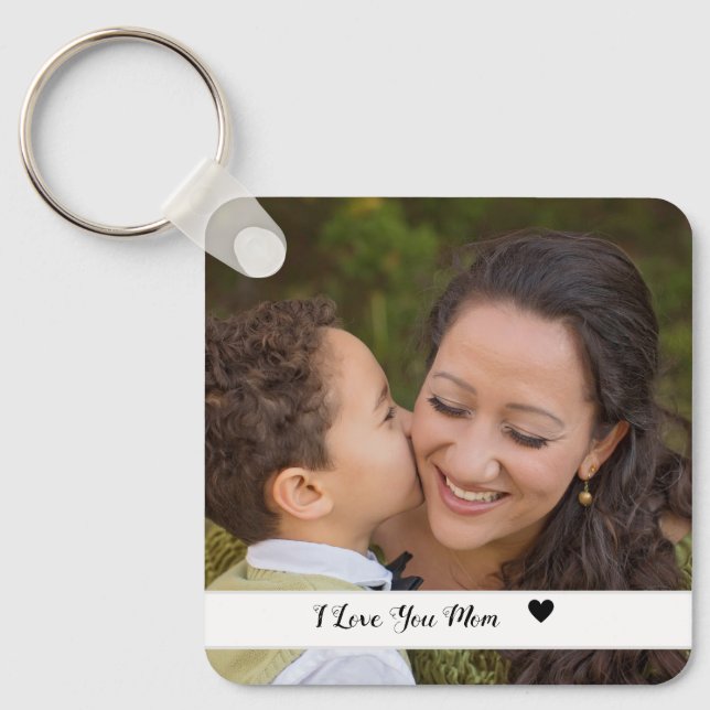 I Love you mum custom photo keychain mother's day, (Front)